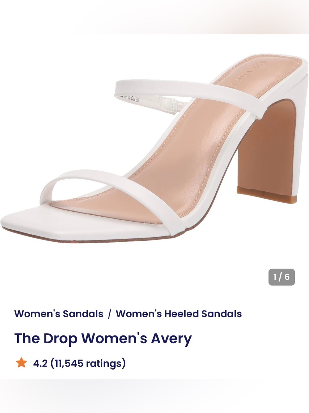 Avery White Strappy Block Heel Sandal by Unknown Brand